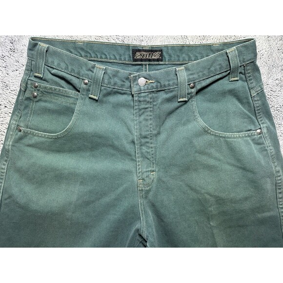 Vintage 90s Streetwear Mens 38 Faded Baggy Loose Denim Short Green Skater Grunge - Picture 3 of 14